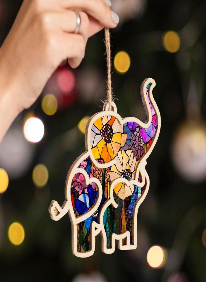Sensemory Motherhood Elephant Ornament with Card for Christmas Tree, Mother's Day, for Mom, Newmom, Suncatcher Elephant Gifts for Women - Image 5